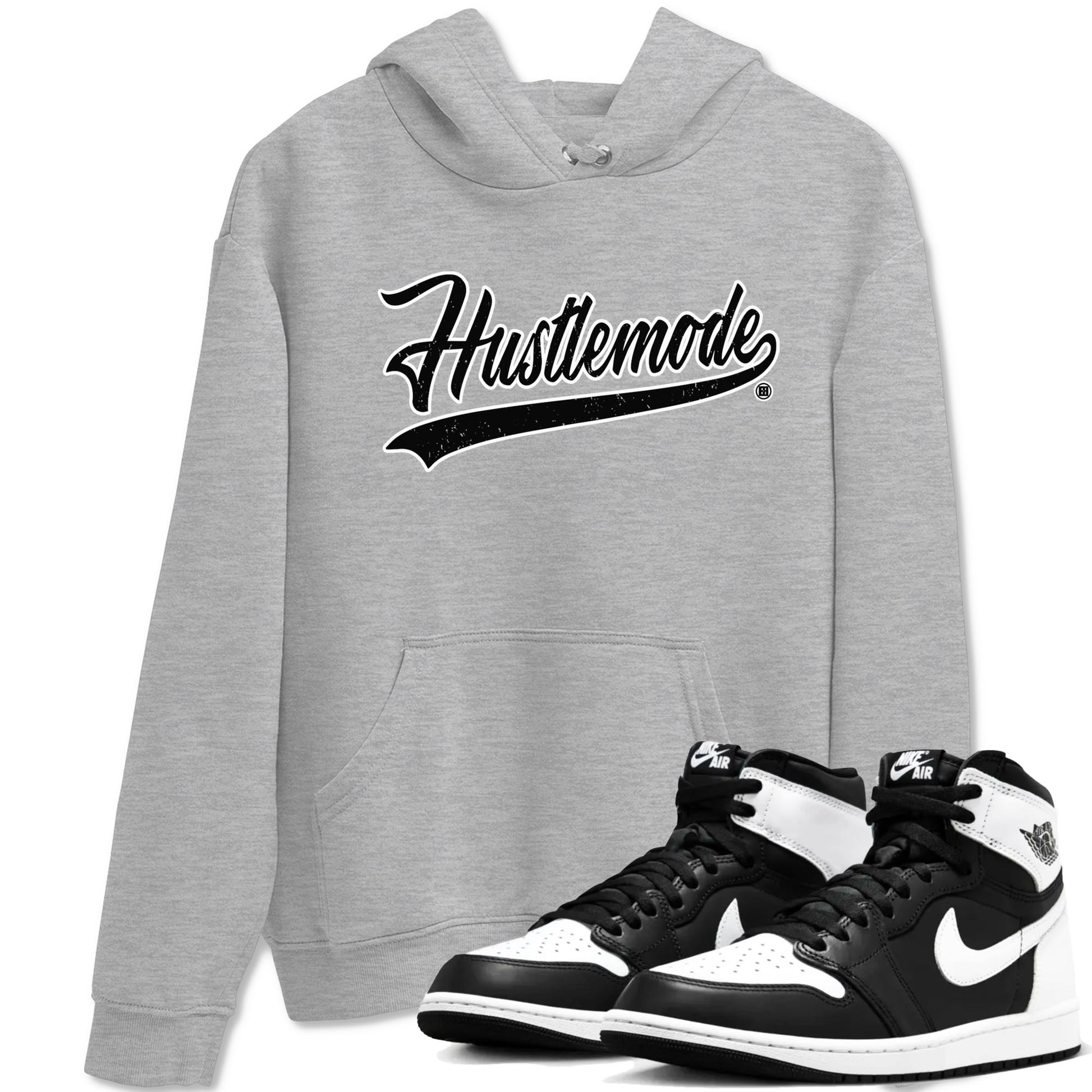 Air Jordan 1 High OG Black White shirt to match jordans Hustle Mode sneaker tees 1s Black White SNRT Sneaker Release Tees unisex cotton Heather Grey 1 crew neck shirt