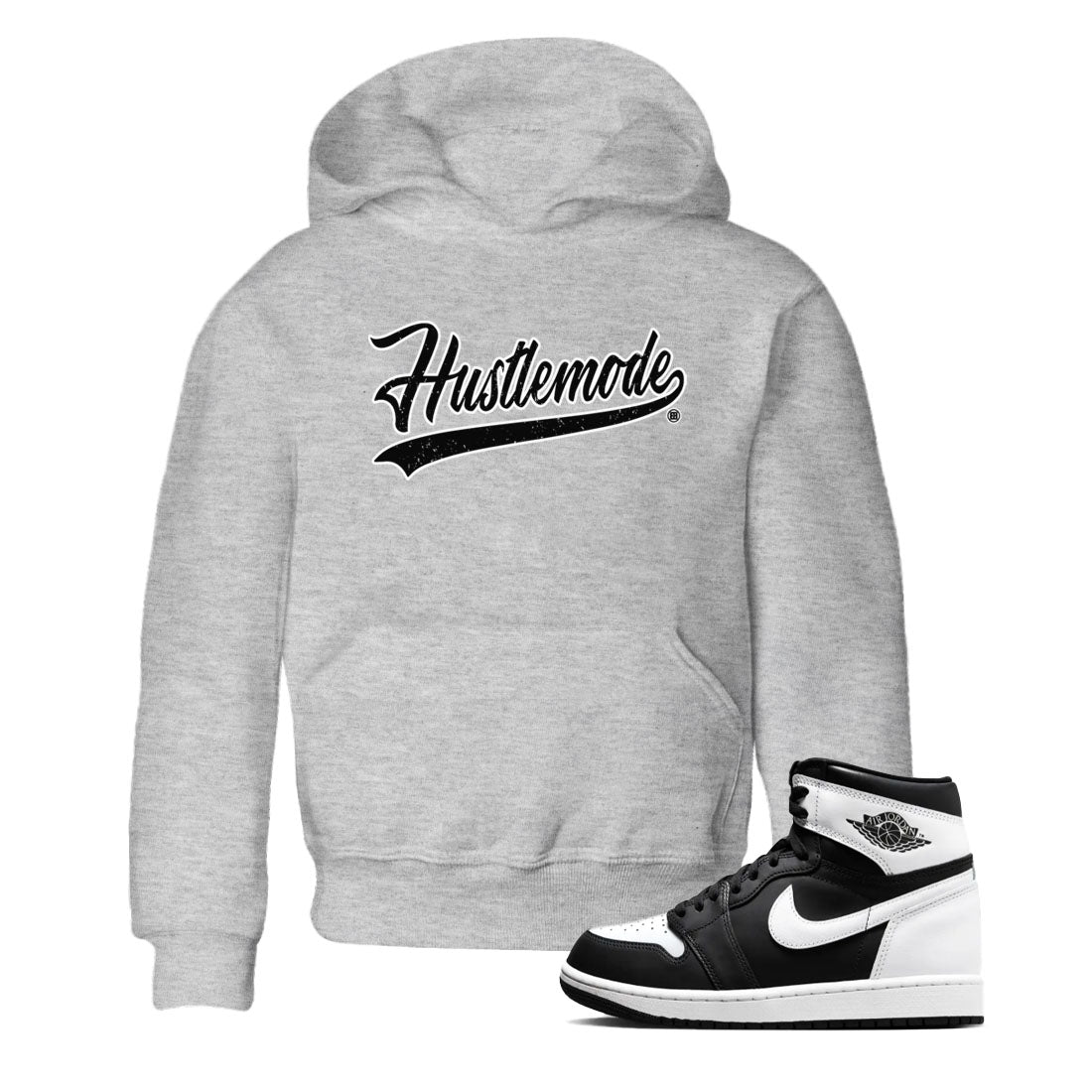 Air Jordan 1 High OG Black White shirt to match jordans Hustle Mode sneaker tees 1s Black White SNRT sneaker release tees baby toddler Heather Grey 1 cotton Shirt