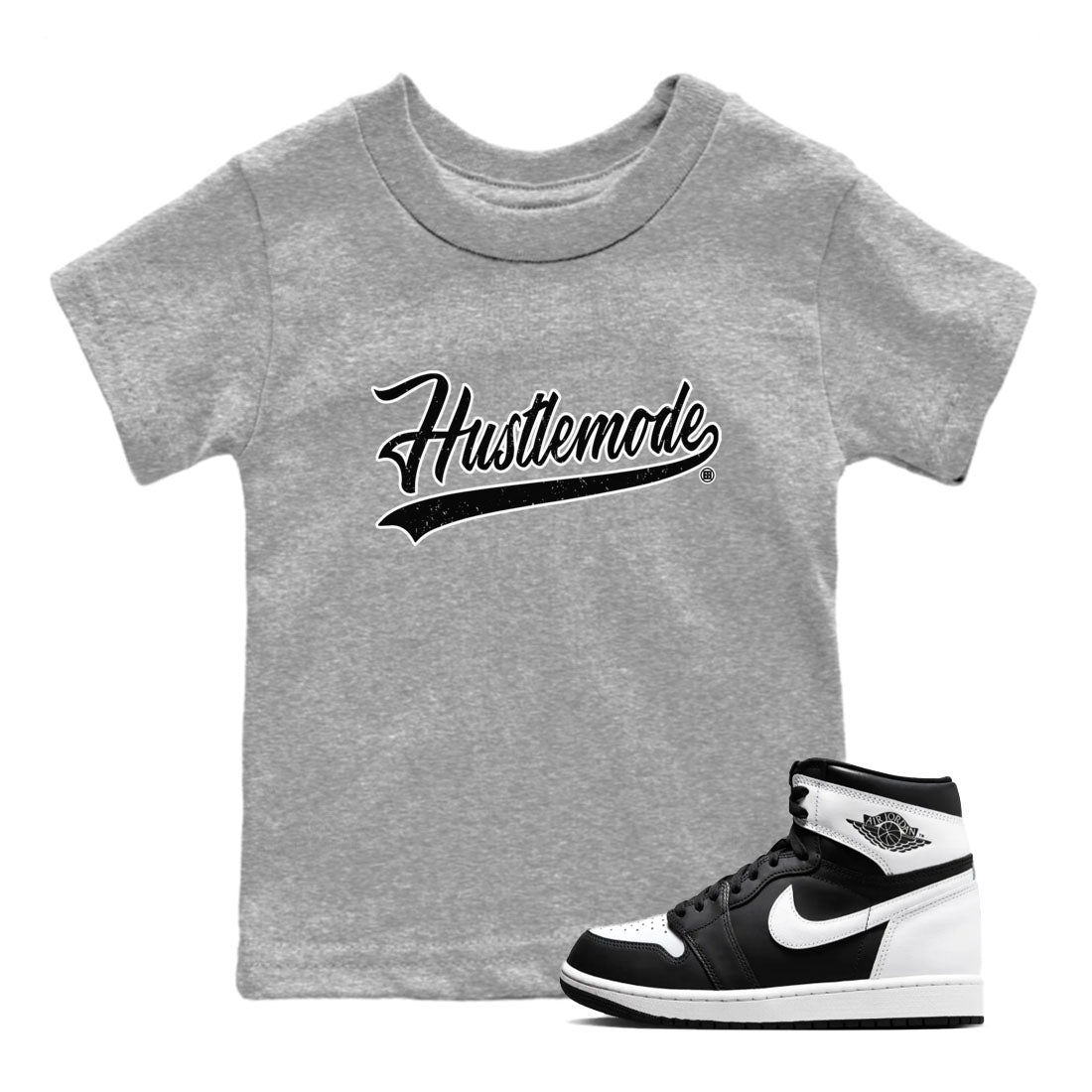 Air Jordan 1 High OG Black White shirt to match jordans Hustle Mode sneaker tees 1s Black White SNRT sneaker release tees baby toddler Heather Grey 1 cotton Shirt