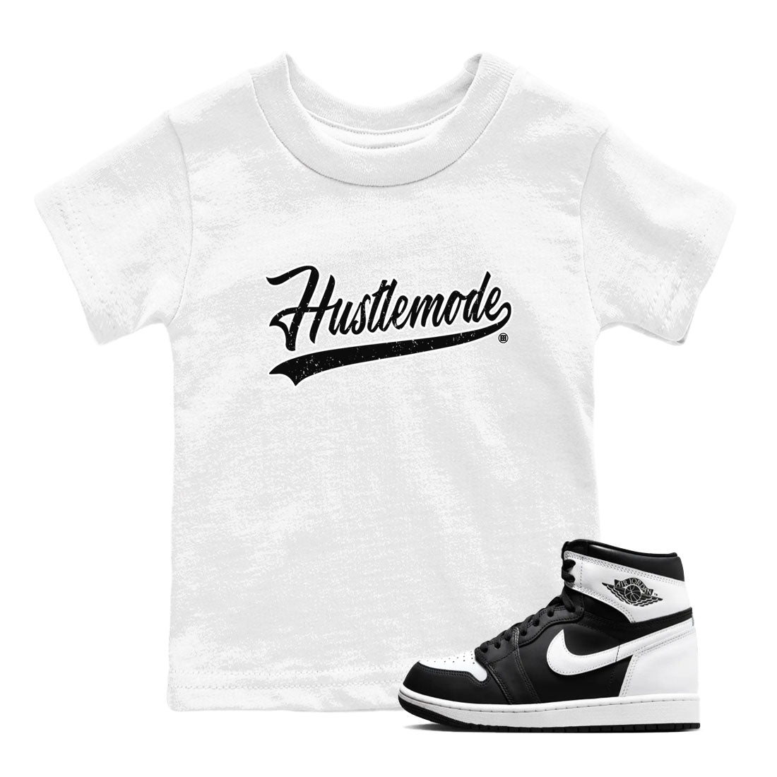 Air Jordan 1 High OG Black White shirt to match jordans Hustle Mode sneaker tees 1s Black White SNRT sneaker release tees baby toddler White 1 cotton Shirt