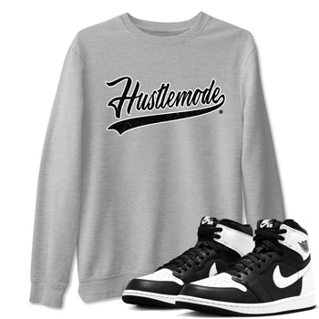Air Jordan 1 High OG Black White shirt to match jordans Hustle Mode sneaker tees 1s Black White SNRT Sneaker Release Tees unisex cotton Heather Grey 1 crew neck shirt