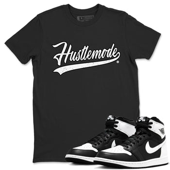 Air Jordan 1 High OG Black White shirt to match jordans Hustle Mode sneaker tees 1s Black White SNRT Sneaker Release Tees unisex cotton Black 1 crew neck shirt