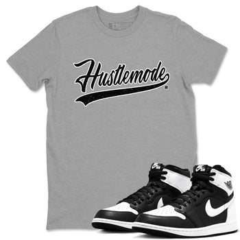 Air Jordan 1 High OG Black White shirt to match jordans Hustle Mode sneaker tees 1s Black White SNRT Sneaker Release Tees unisex cotton Heather Grey 1 crew neck shirt