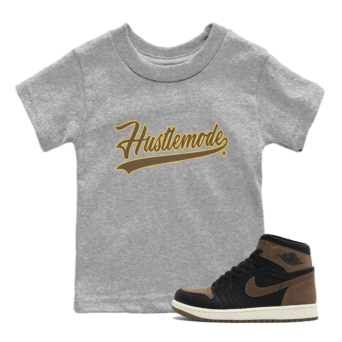 Air Jordan 1 Palomino shirt to match jordans Hustle Mode sneaker tees Crew Neck Jordan 1 Retro High OG Palomino SNRT Sneaker Release Tees Baby Toddler Heather Grey 1 T-Shirt