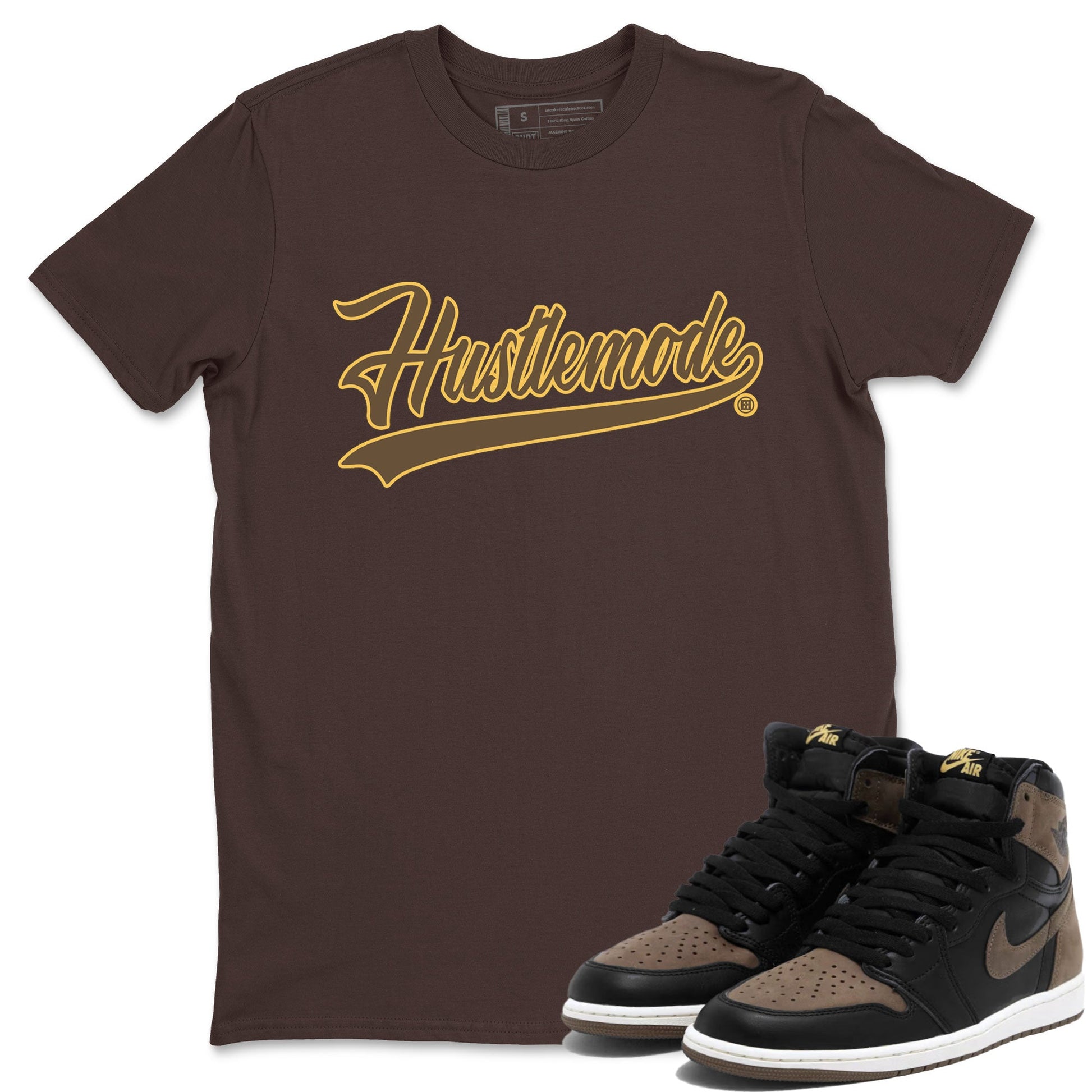 Air Jordan 1 Palomino shirt to match jordans Hustle Mode sneaker tees Crew Neck Jordan 1 Retro High OG Palomino SNRT Sneaker Release Tees Unisex Casual Shirts Dark Chocolate 1 T-Shirt