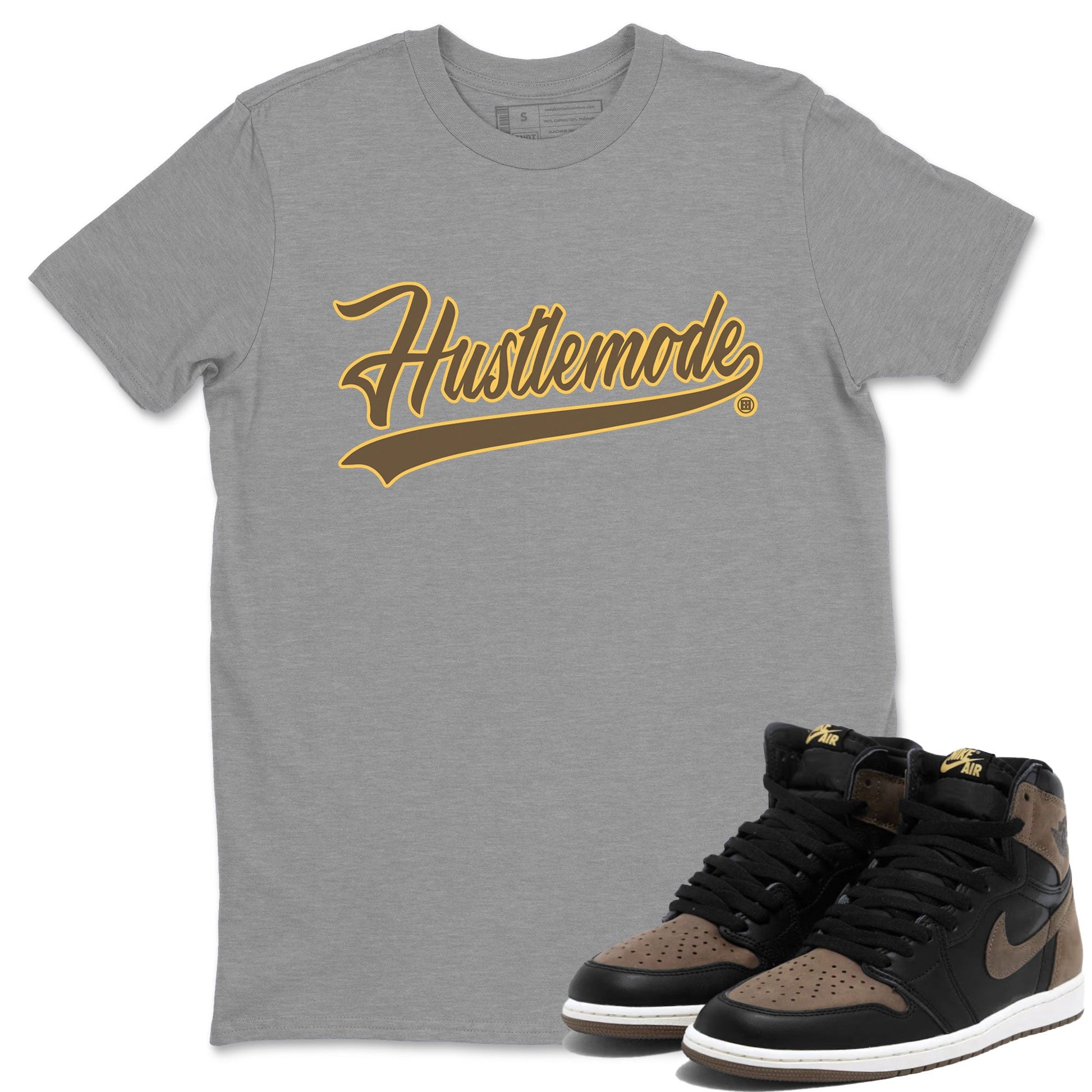 Air Jordan 1 Palomino shirt to match jordans Hustle Mode sneaker tees Crew Neck Jordan 1 Retro High OG Palomino SNRT Sneaker Release Tees Unisex Casual Shirts Heather Grey 1 T-Shirt