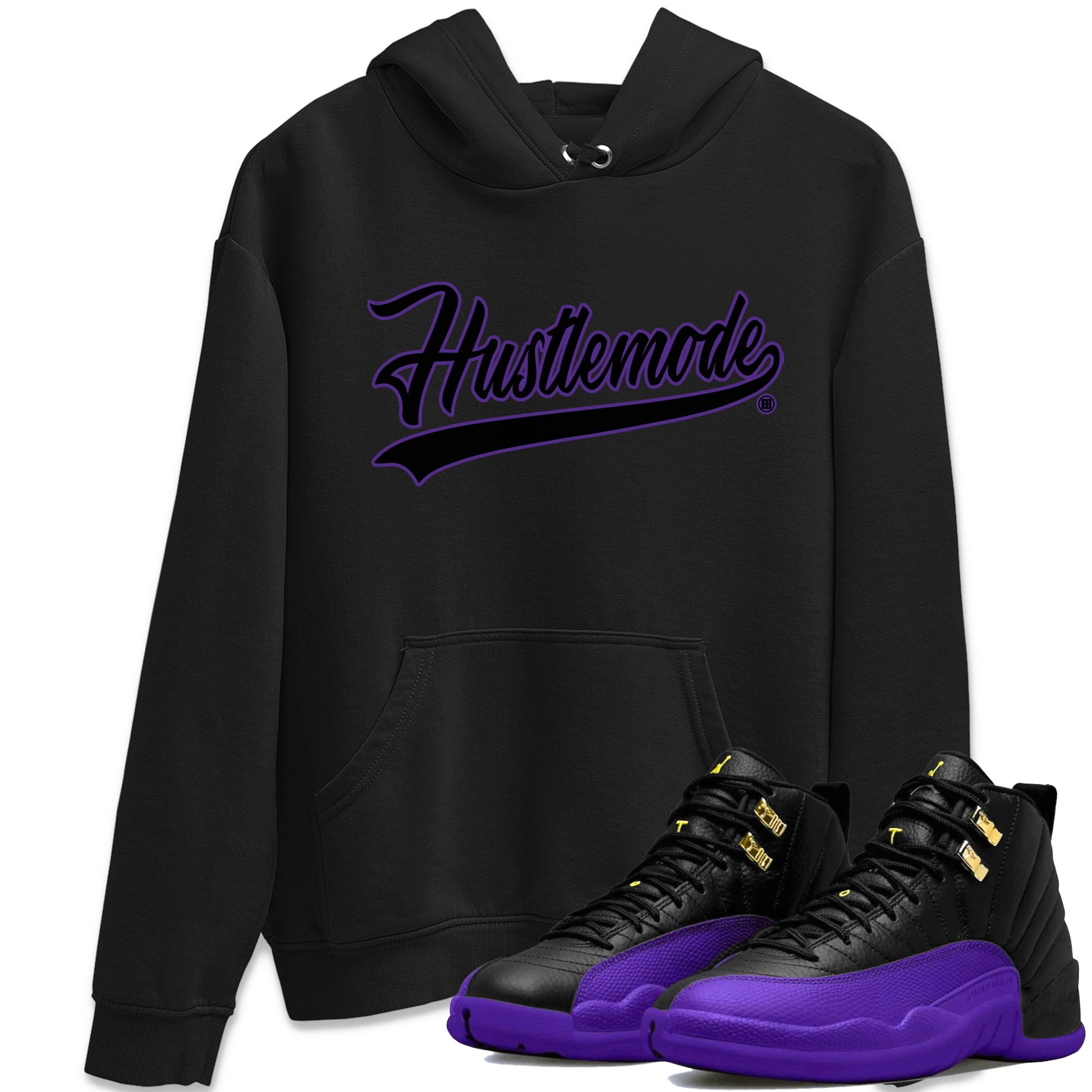 Air Jordan 12 Field Purple Sneaker Match Tees Hustle Mode Sneaker Tees Jordan Jordan 12 Lakers Sneaker Release Tees Unisex Shirts Black 1