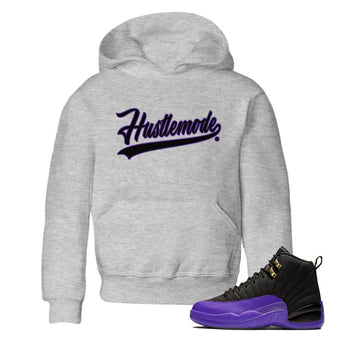 Air Jordan 12 Field Purple Sneaker Match Tees Hustle Mode Sneaker Tees Jordan Jordan 12 Lakers Sneaker Release Tees Kids Shirts Heather Grey 1