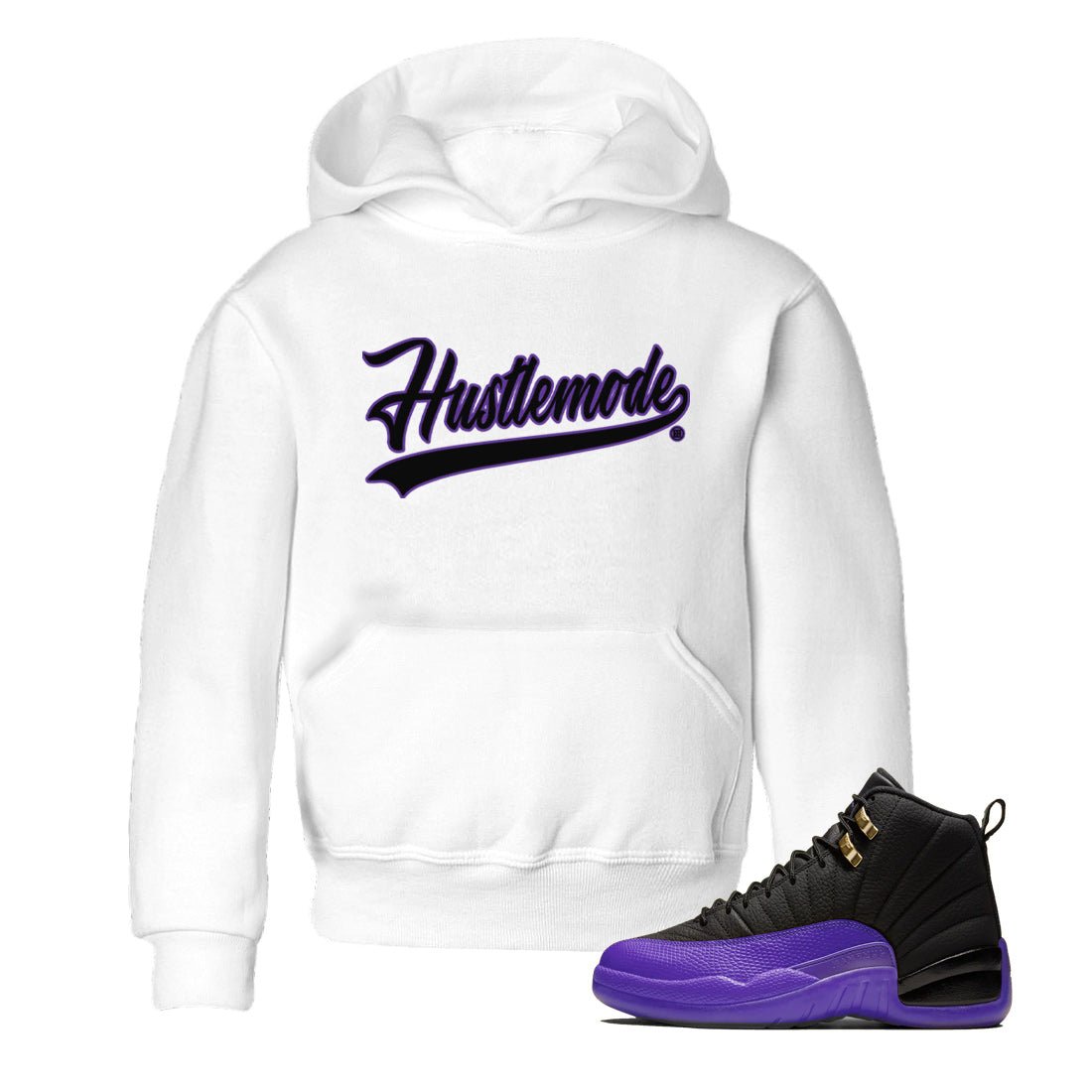Air Jordan 12 Field Purple Sneaker Match Tees Hustle Mode Sneaker Tees Jordan Jordan 12 Lakers Sneaker Release Tees Kids Shirts White 1