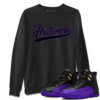 Air Jordan 12 Field Purple Sneaker Match Tees Hustle Mode Sneaker Tees Jordan Jordan 12 Lakers Sneaker Release Tees Unisex Shirts Black 1
