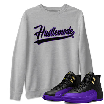 Air Jordan 12 Field Purple Sneaker Match Tees Hustle Mode Sneaker Tees Jordan Jordan 12 Lakers Sneaker Release Tees Unisex Shirts Heather Grey 1