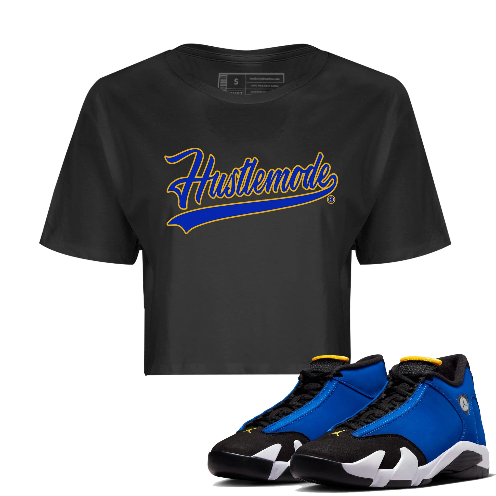 Air Jordan 14 Laney Sneaker Match Tees Hustle Mode Sneaker Tees Jordan 14 Laney Sneaker Release Tees Women's Shirts Black 1