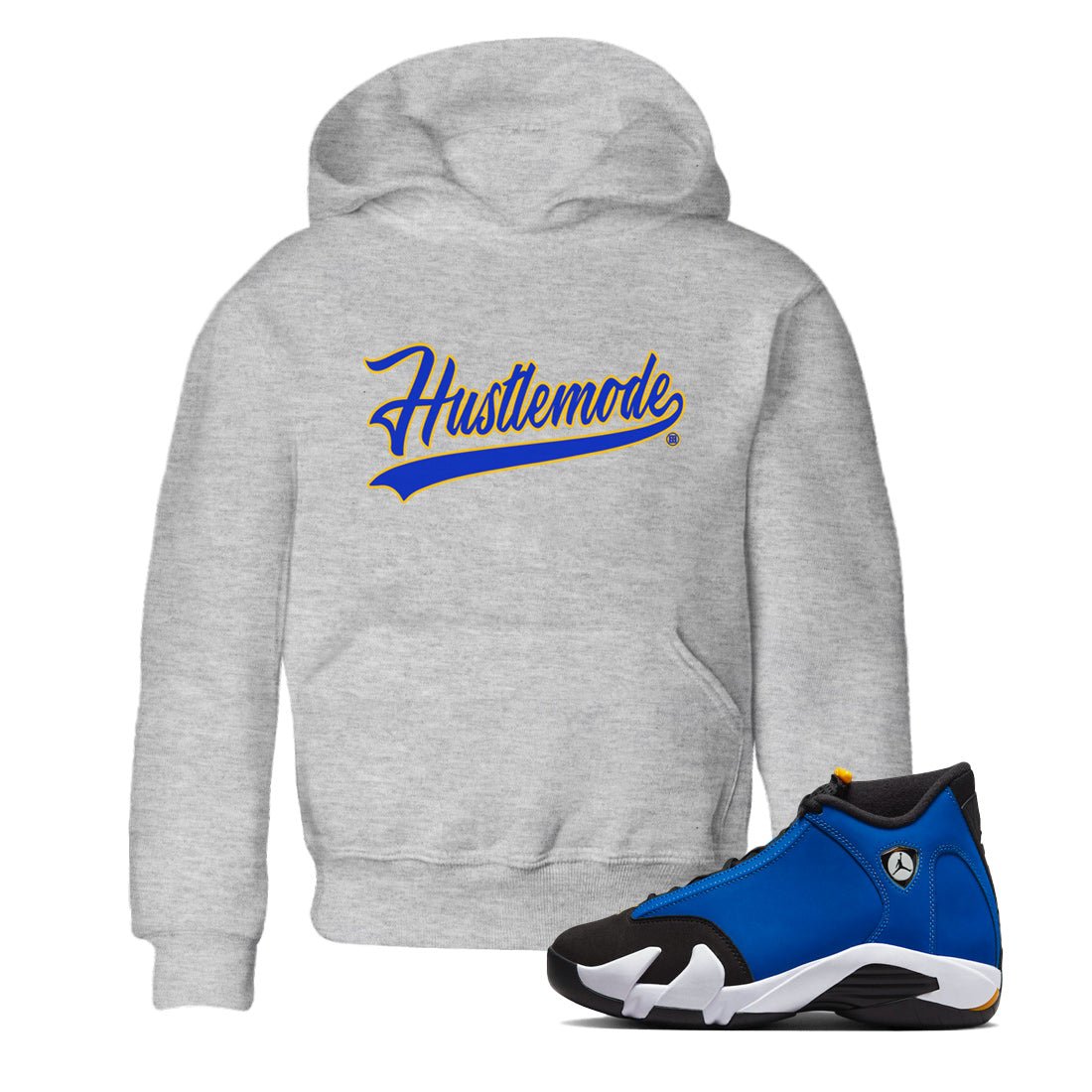 Air Jordan 14 Laney Sneaker Match Tees Hustle Mode Sneaker Tees Jordan 14 Laney Sneaker Release Tees Kids Shirts Heather Grey 1