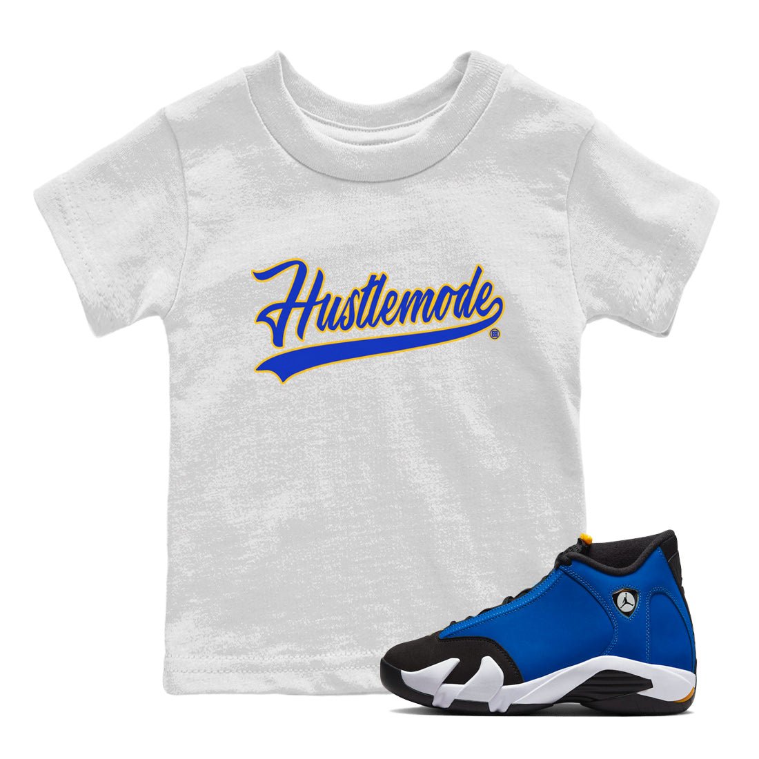 Air Jordan 14 Laney Sneaker Match Tees Hustle Mode Sneaker Tees Jordan 14 Laney Sneaker Release Tees Kids Shirts White 1