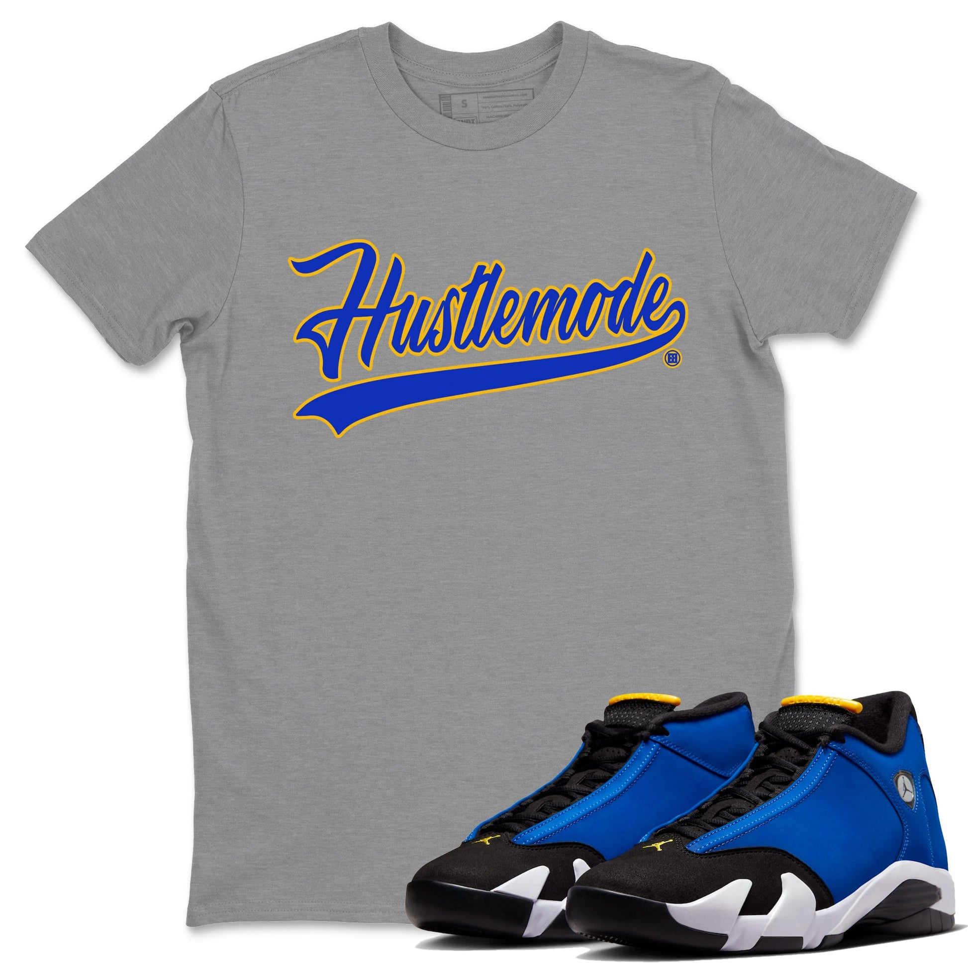Air Jordan 14 Laney Sneaker Match Tees Hustle Mode Sneaker Tees Jordan 14 Laney Sneaker Release Tees Unisex Shirts Heather Grey 1
