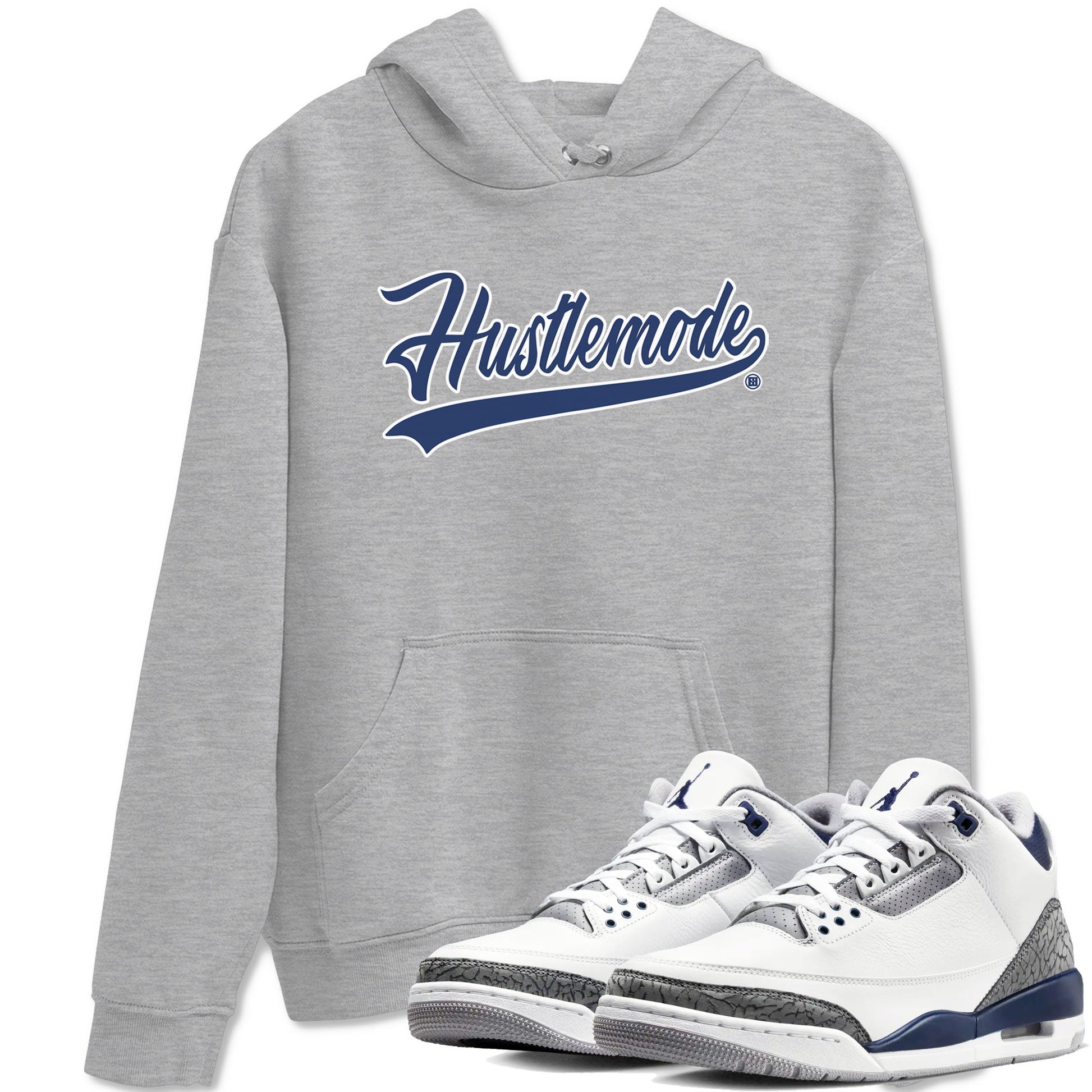 Air Jordan 3 Midnight Navy shirt to match jordans Hustle Mode sneaker tees 3s Midnight Navy SNRT Sneaker T Shirt  unisex cotton Heather Grey 1 crew neck shirt