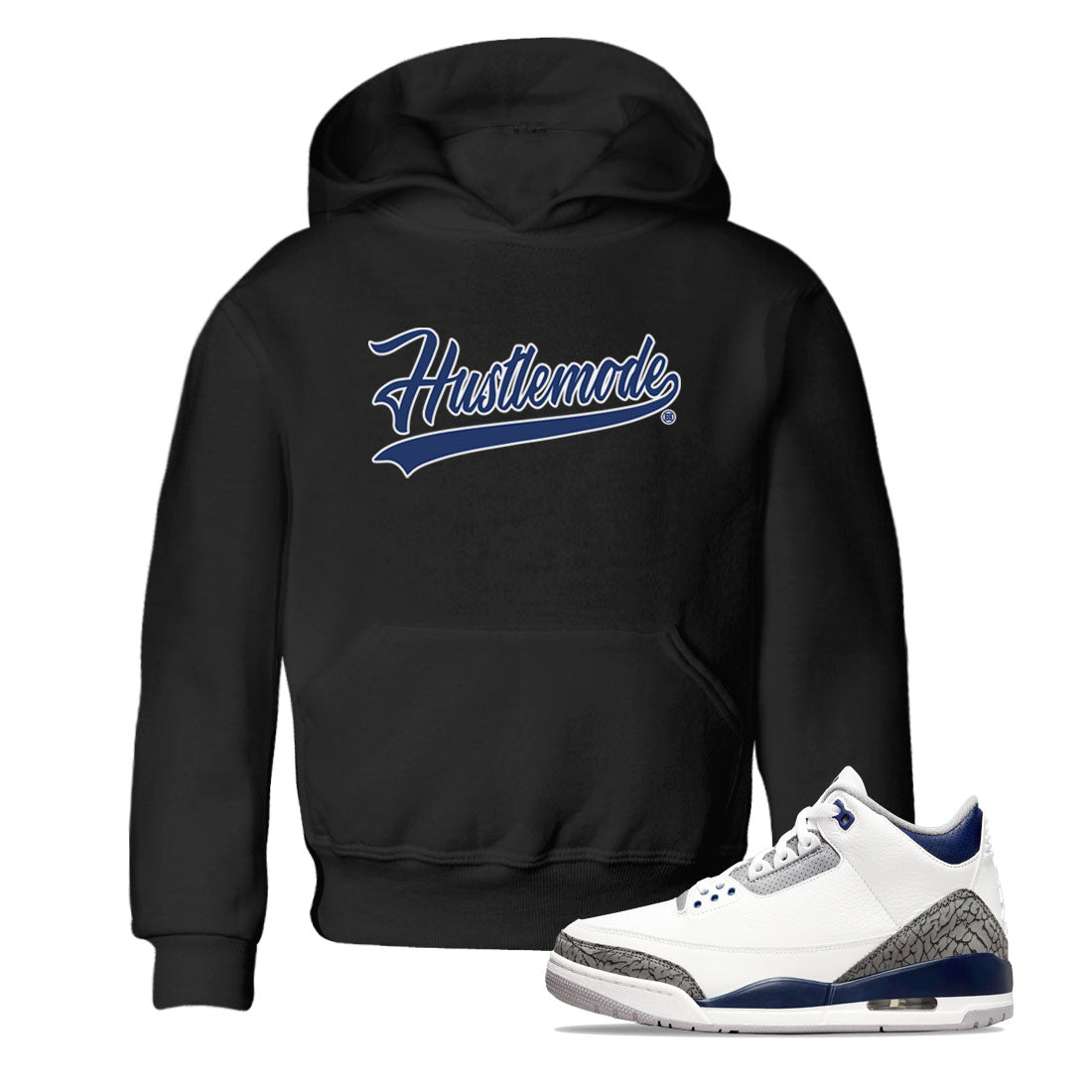 Air Jordan 3 Midnight Navy shirt to match jordans Hustle Mode sneaker tees AJ3 Midnight Navy SNRT Sneaker T Shirt  baby toddler Black 1 cotton Shirt