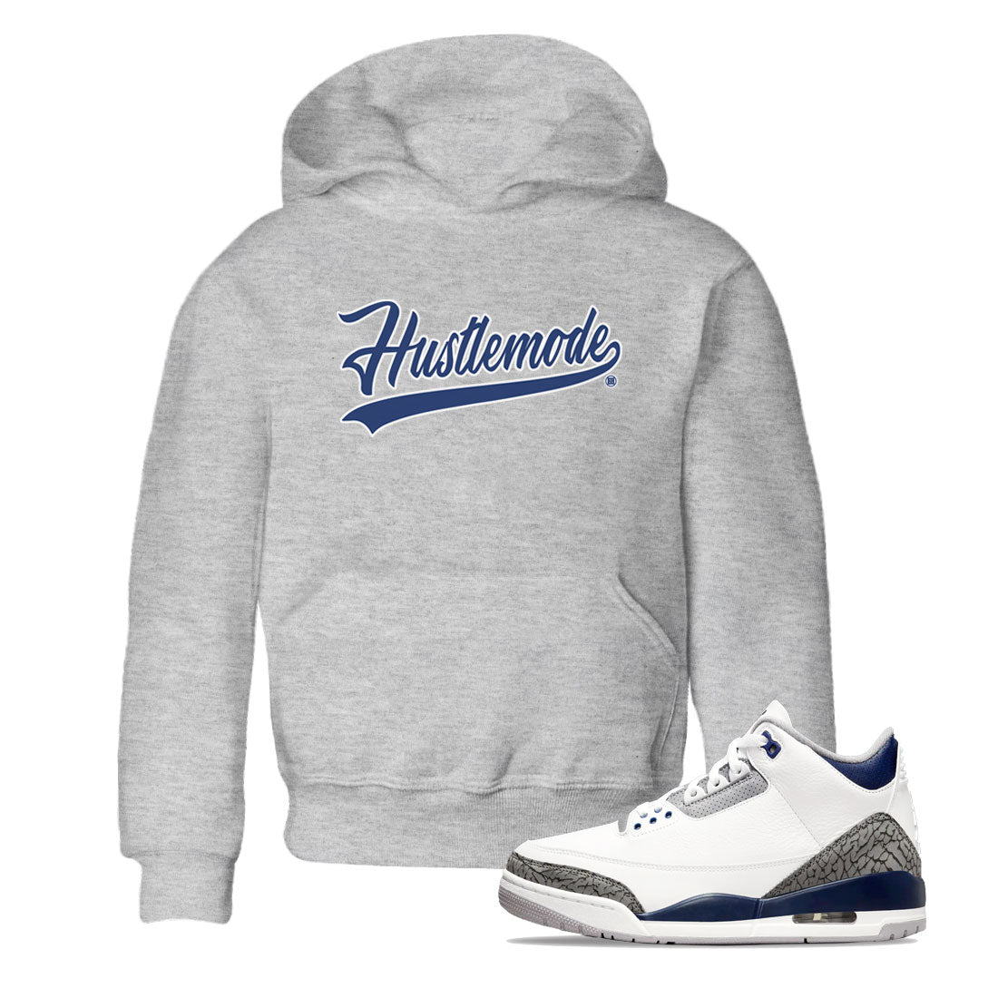 Air Jordan 3 Midnight Navy shirt to match jordans Hustle Mode sneaker tees AJ3 Midnight Navy SNRT Sneaker T Shirt  baby toddler Heather Grey 1 cotton Shirt
