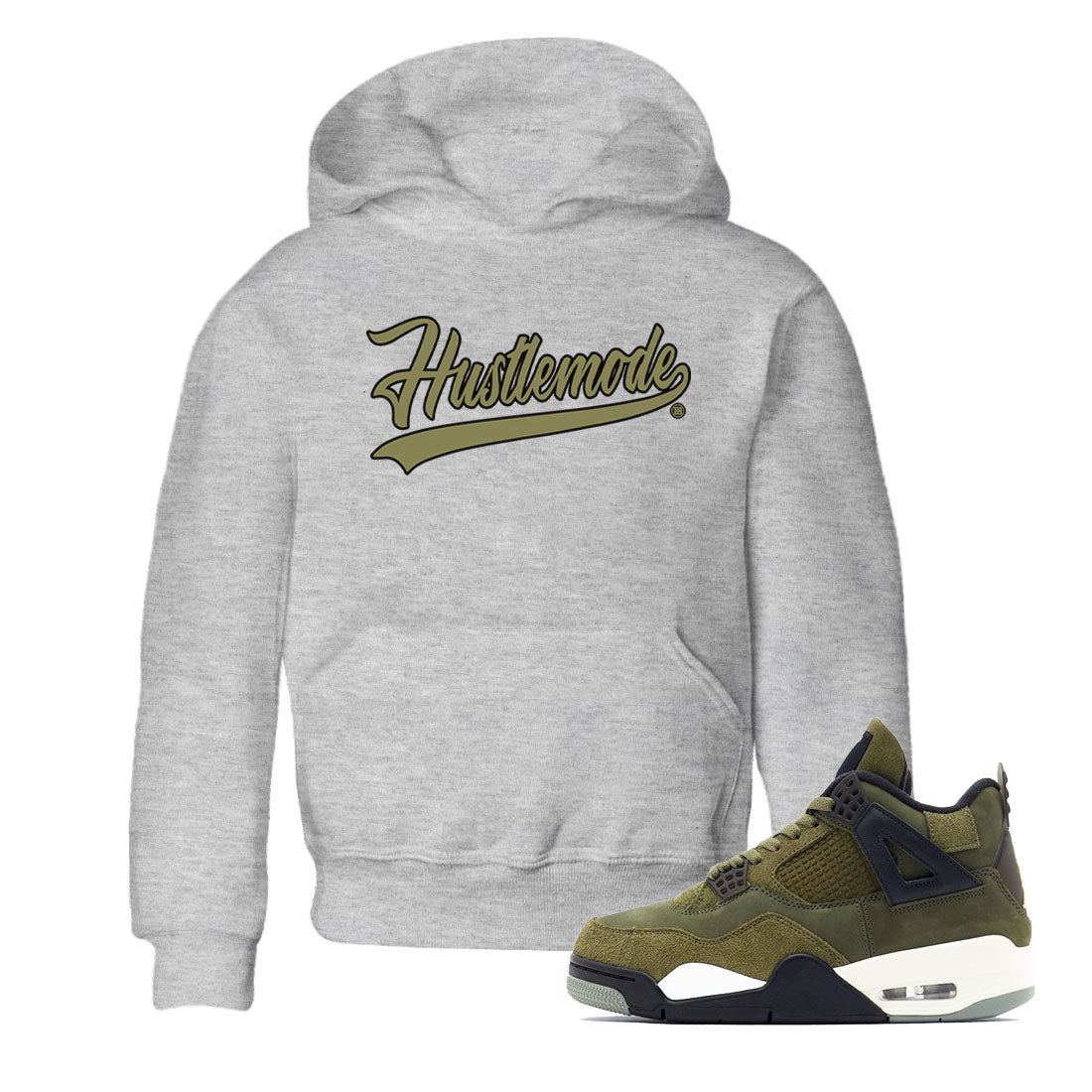 Air Jordan 4 Medium Olive shirt to match jordans Hustle Mode sneaker tees Jordan 4 Retro Medium Olive SNRT Sneaker Tees Sneaker Matching Clothing Brand Baby Toddler Heather Grey 1 T-Shirt