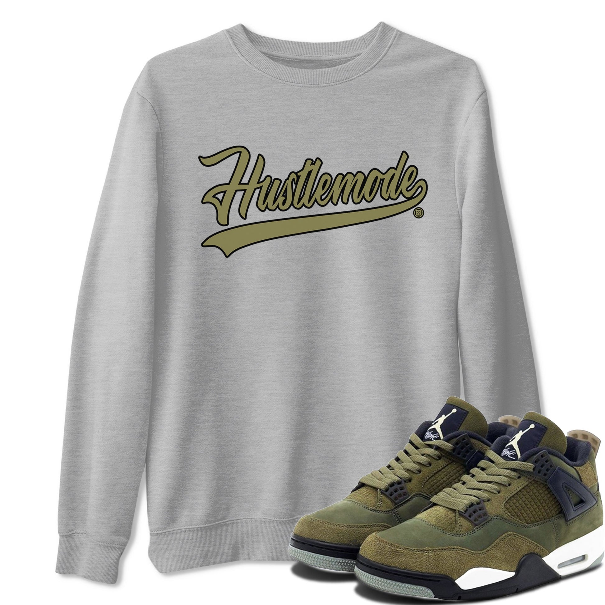 Air Jordan 4 Medium Olive shirt to match jordans Hustle Mode sneaker tees Jordan 4 Retro Medium Olive SNRT Sneaker Tees Sneaker Matching Clothing Brand Unisex Sneaker Tee Heather Grey 1 T-Shirt
