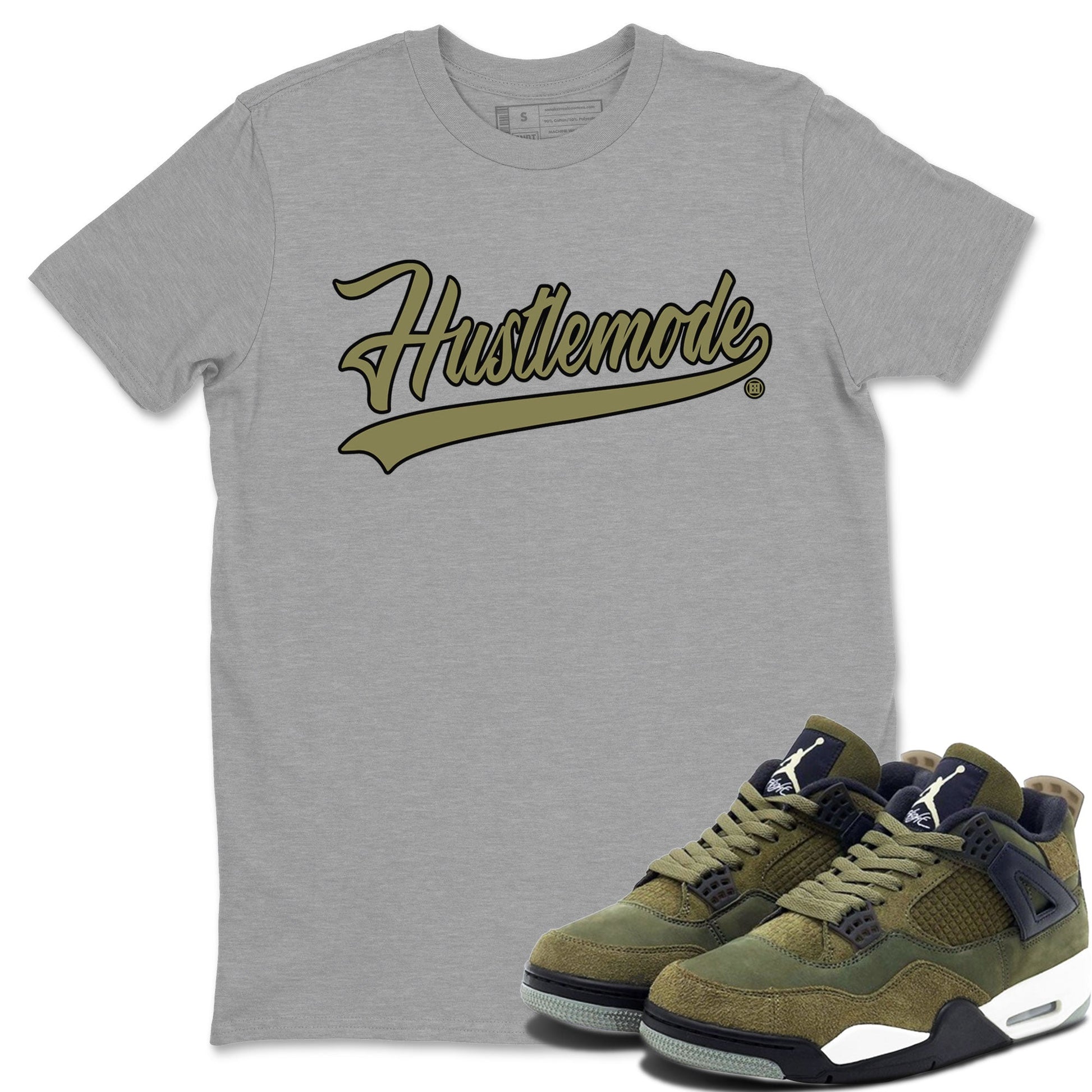 Air Jordan 4 Medium Olive shirt to match jordans Hustle Mode sneaker tees Jordan 4 Retro Medium Olive SNRT Sneaker Tees Sneaker Matching Clothing Brand Unisex Sneaker Tee Heather Grey 1 T-Shirt