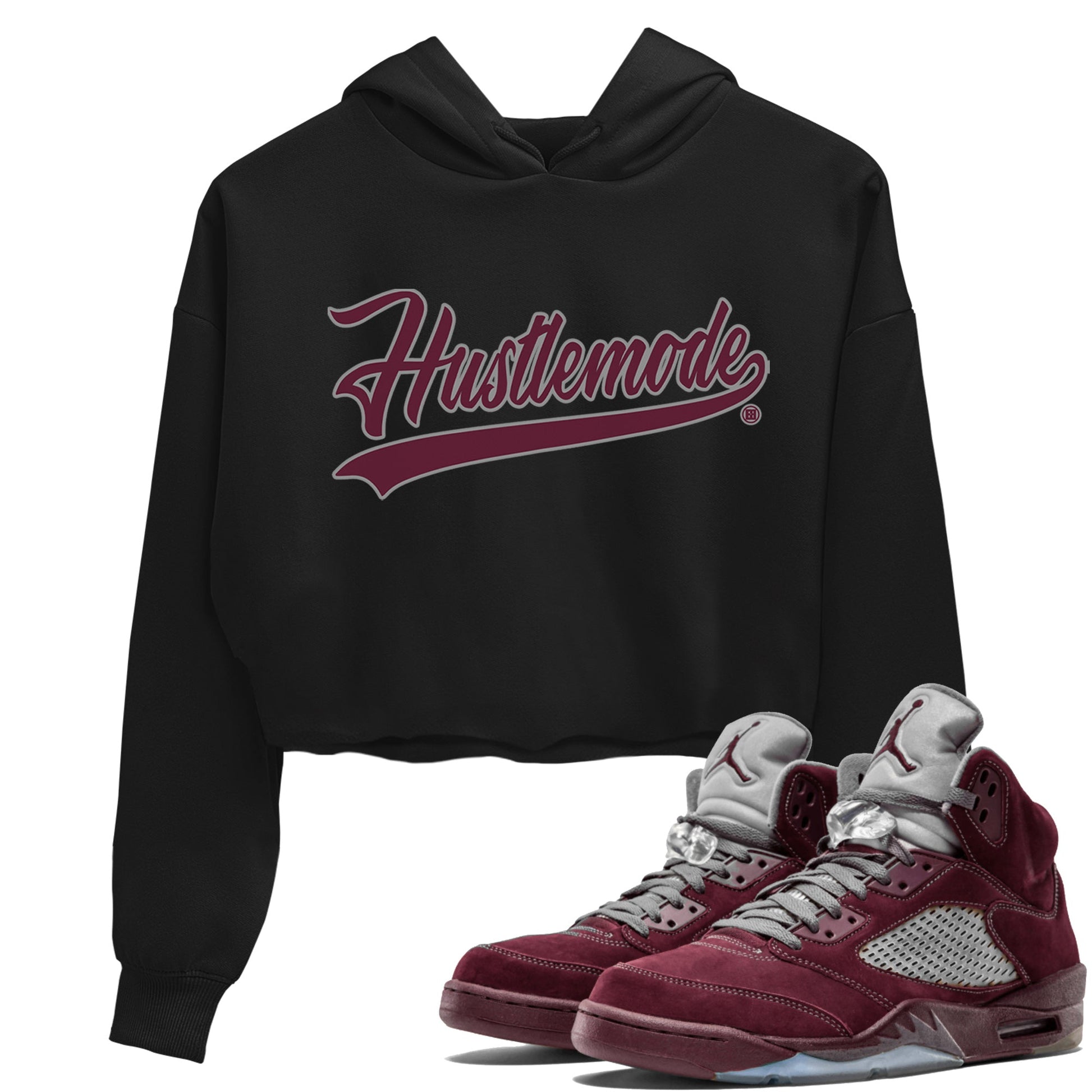 Air Jordan 5 Burgundy Sneaker Match Tees Hustle Mode Sneaker Tees Jordan 5 Burgundy Sneaker Release Tees Women's Shirts Black 1