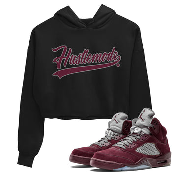 Air Jordan 5 Burgundy Sneaker Match Tees Hustle Mode Sneaker Tees Jordan 5 Burgundy Sneaker Release Tees Women's Shirts Black 1