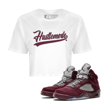 Air Jordan 5 Burgundy Sneaker Match Tees Hustle Mode Sneaker Tees Jordan 5 Burgundy Sneaker Release Tees Women's Shirts White 1