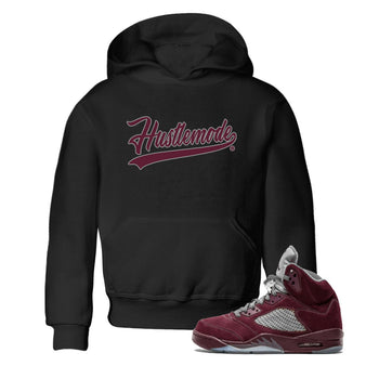 Air Jordan 5 Burgundy Sneaker Match Tees Hustle Mode Sneaker Tees Jordan 5 Burgundy Sneaker Release Tees Kids Shirts Black 1