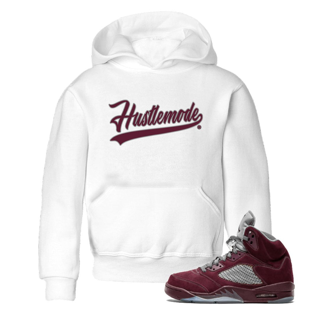 Air Jordan 5 Burgundy Sneaker Match Tees Hustle Mode Sneaker Tees Jordan 5 Burgundy Sneaker Release Tees Kids Shirts White 1