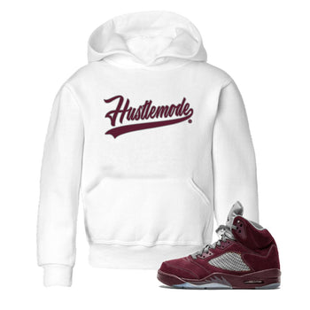 Air Jordan 5 Burgundy Sneaker Match Tees Hustle Mode Sneaker Tees Jordan 5 Burgundy Sneaker Release Tees Kids Shirts White 1