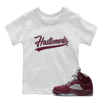Air Jordan 5 Burgundy Sneaker Match Tees Hustle Mode Sneaker Tees Jordan 5 Burgundy Sneaker Release Tees Kids Shirts White 1