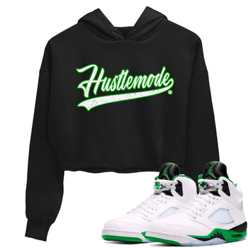 5s Lucky Green shirt to match jordans Hustle Mode sneaker tees Air Jordan 5 Retro Lucky Green SNRT Sneaker Release Tees Black 1 crop length shirt