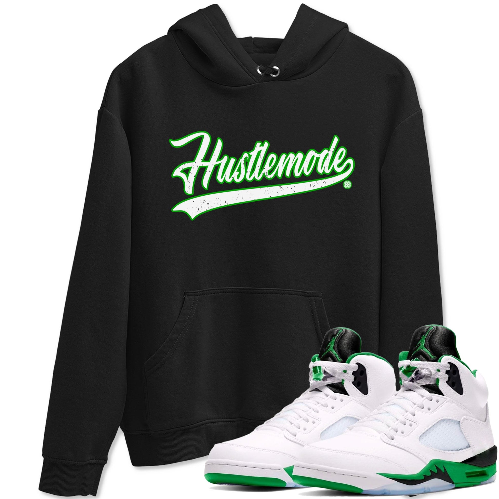 5s Lucky Green shirt to match jordans Hustle Mode sneaker tees Air Jordan 5 Retro Lucky Green SNRT Sneaker Release Tees unisex cotton Black 1 crew neck shirt