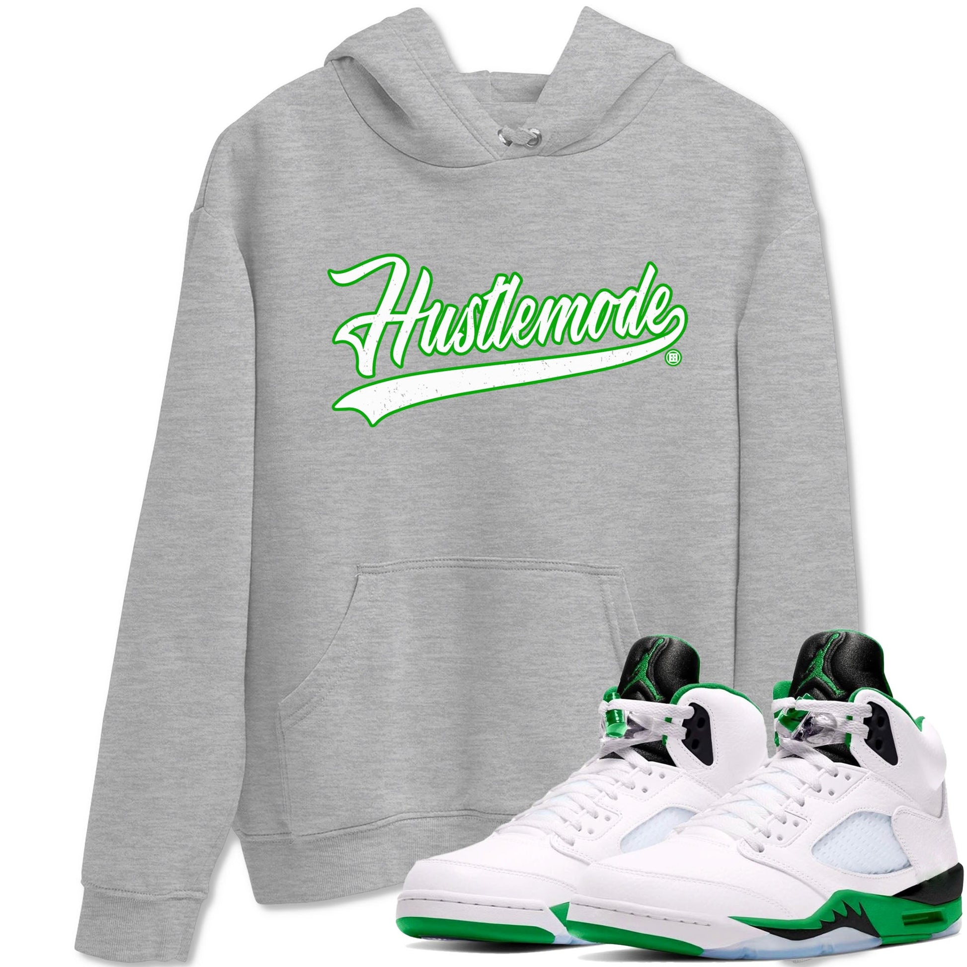 5s Lucky Green shirt to match jordans Hustle Mode sneaker tees Air Jordan 5 Retro Lucky Green SNRT Sneaker Release Tees unisex cotton Heather Grey 1 crew neck shirt