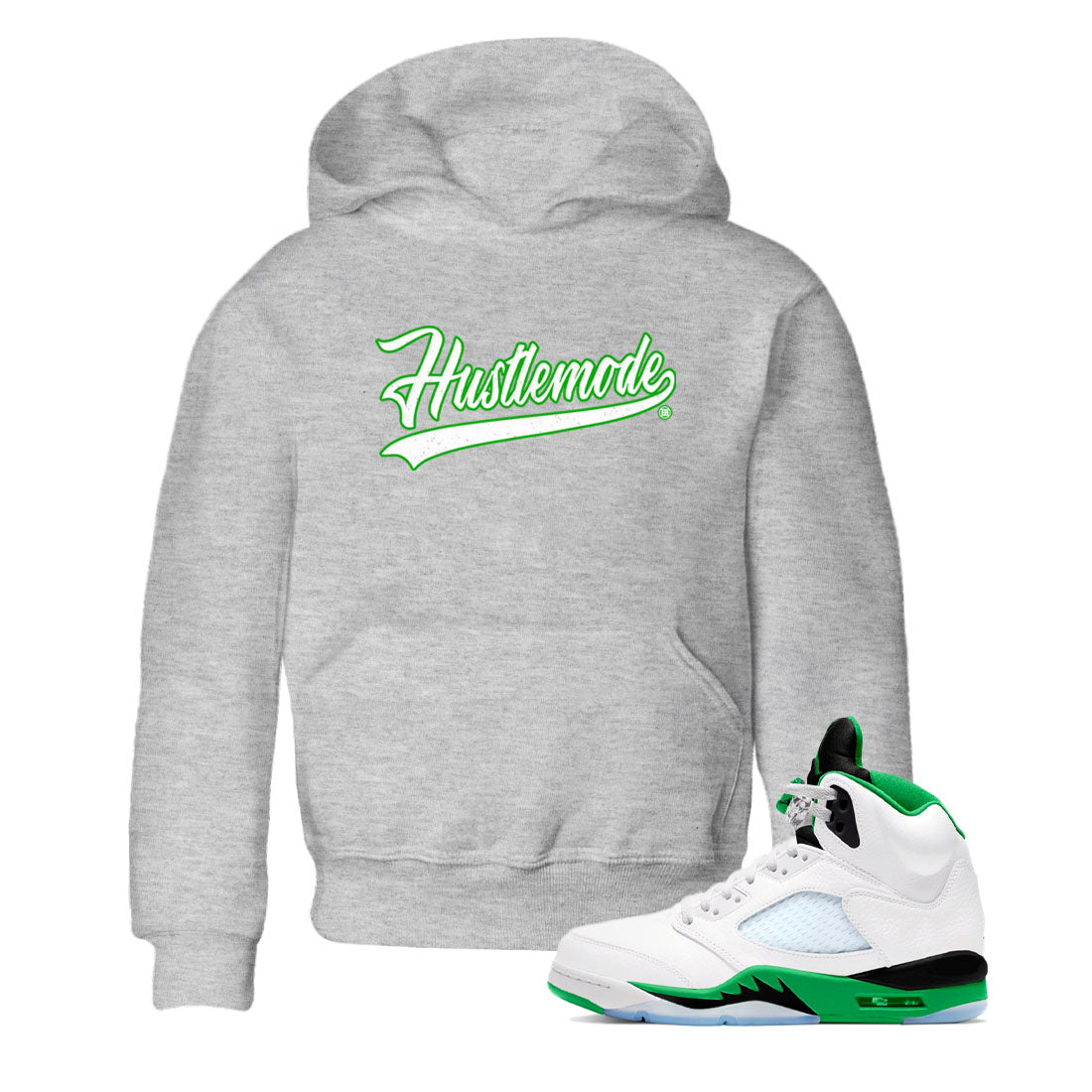 5s Lucky Green shirt to match jordans Hustle Mode sneaker tees Air Jordan 5 Retro Lucky Green SNRT sneaker release tees baby toddler Heather Grey 1 cotton Shirt