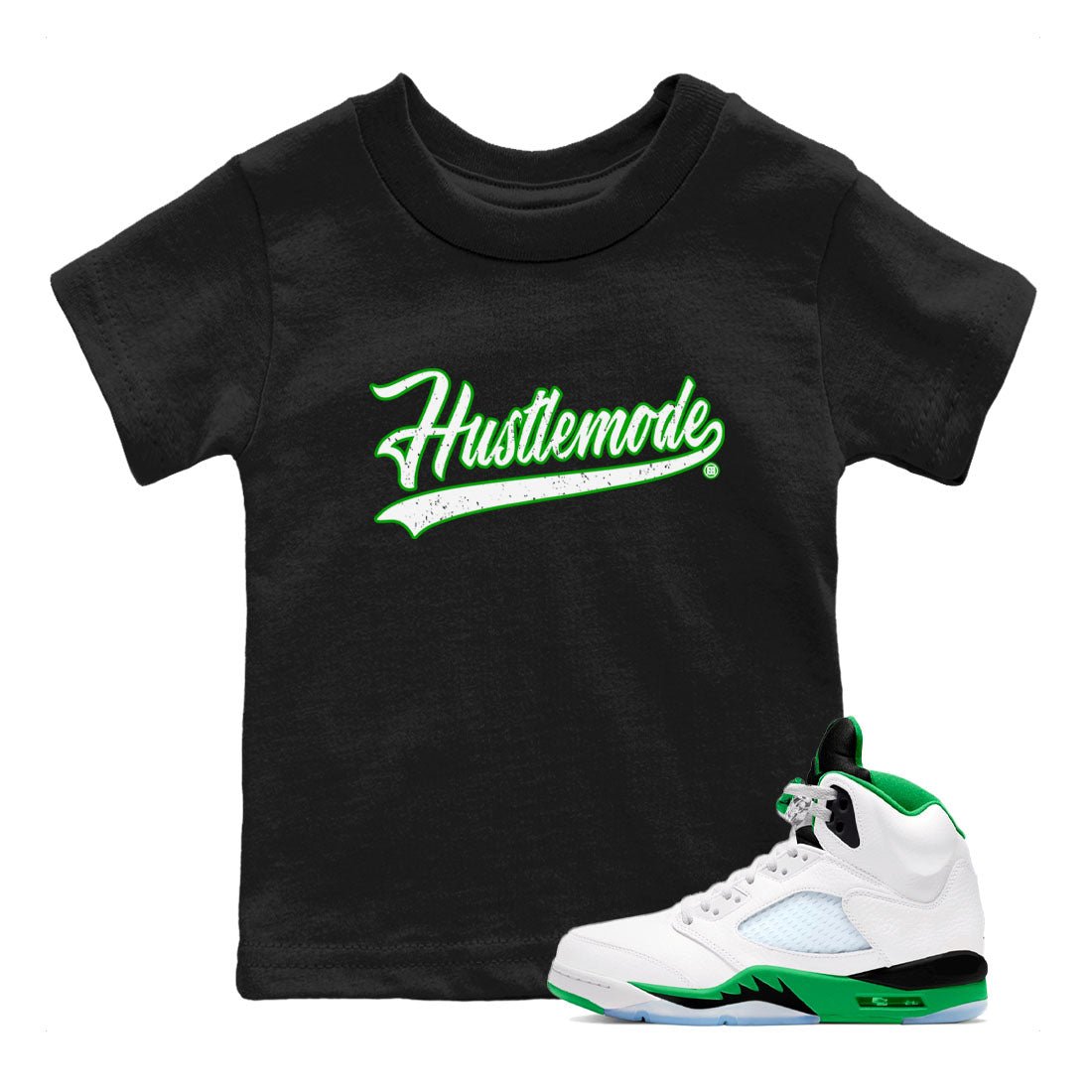 5s Lucky Green shirt to match jordans Hustle Mode sneaker tees Air Jordan 5 Retro Lucky Green SNRT sneaker release tees baby toddler Black 1 cotton Shirt