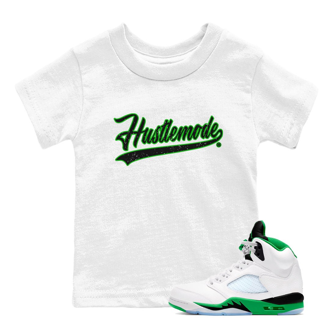 5s Lucky Green shirt to match jordans Hustle Mode sneaker tees Air Jordan 5 Retro Lucky Green SNRT sneaker release tees baby toddler White 1 cotton Shirt