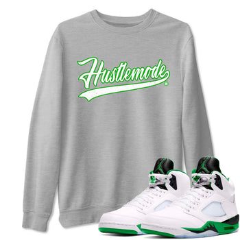 5s Lucky Green shirt to match jordans Hustle Mode sneaker tees Air Jordan 5 Retro Lucky Green SNRT Sneaker Release Tees unisex cotton Heather Grey 1 crew neck shirt