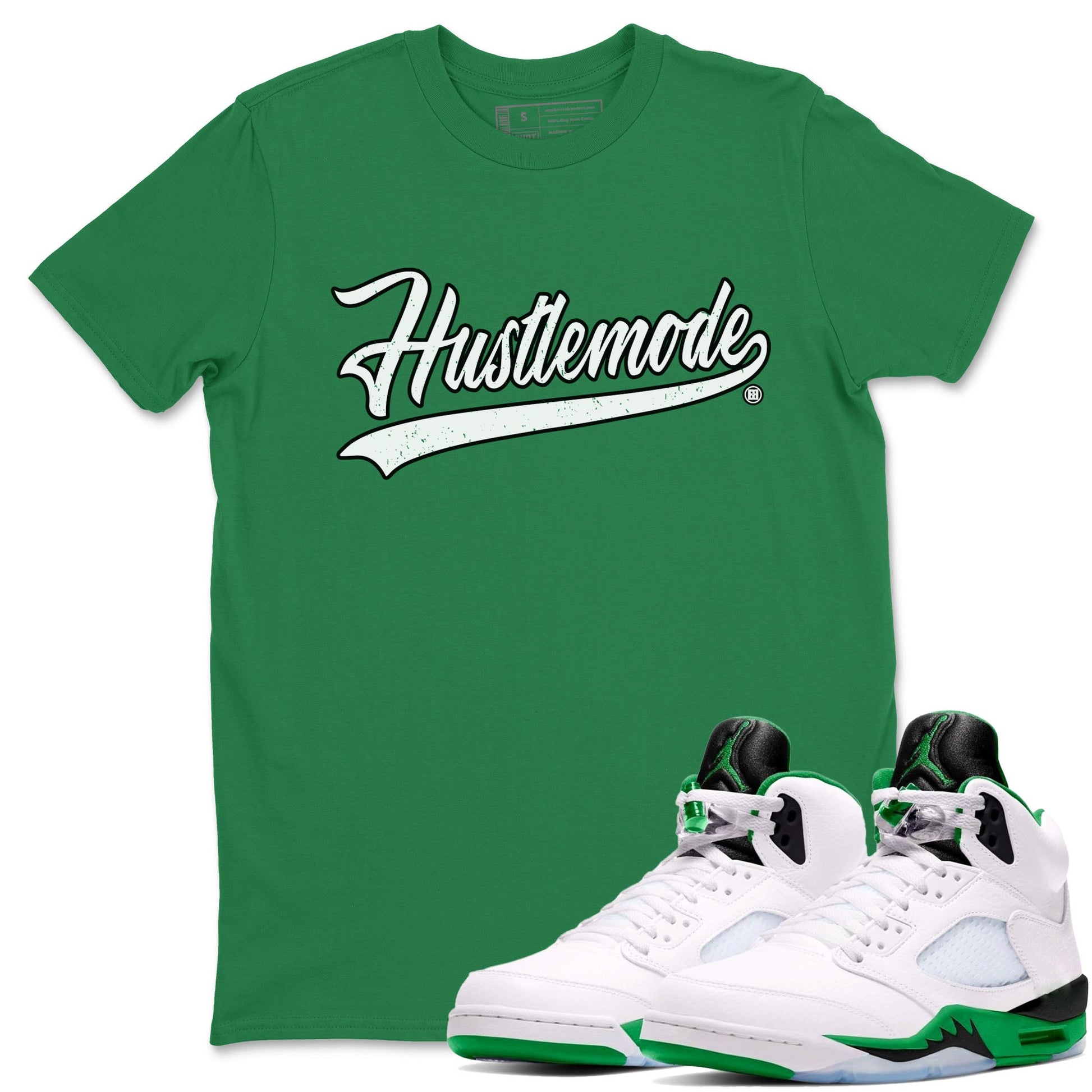 5s Lucky Green shirt to match jordans Hustle Mode sneaker tees Air Jordan 5 Retro Lucky Green SNRT Sneaker Release Tees unisex cotton Kelly Green 1 crew neck shirt
