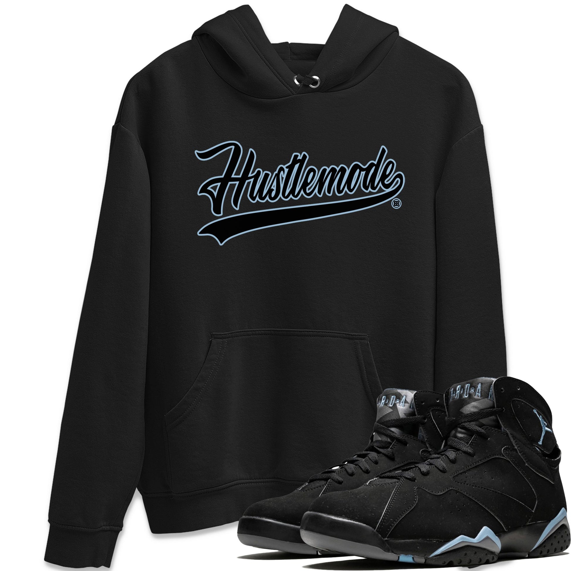 Jordan 7 Chambray T-Shirt Hustle Mode Sneaker Tees Air Jordan 7 Chambray Sneaker Release Tees Unisex Shirts Black 1