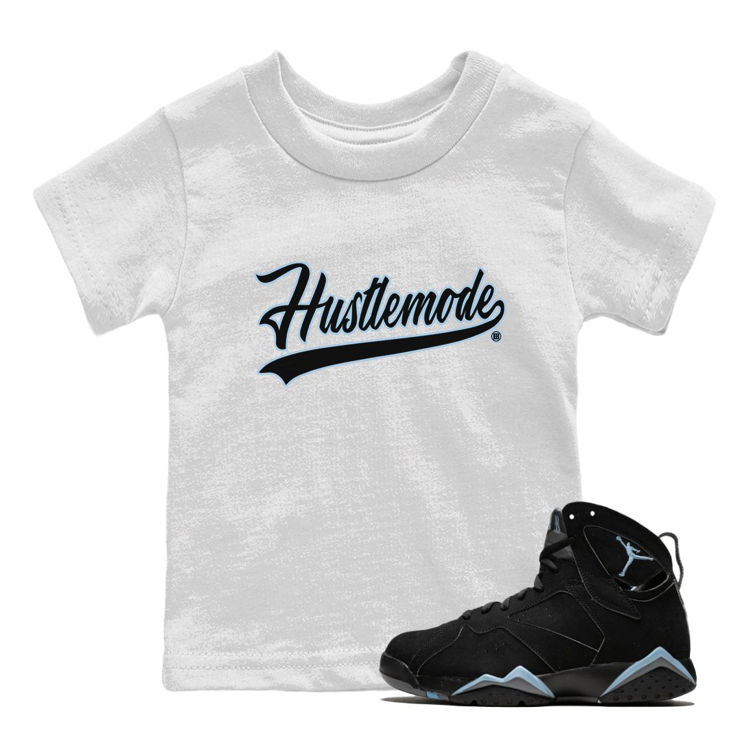 Jordan 7 Chambray T-Shirt Hustle Mode Sneaker Tees Air Jordan 7 Chambray Sneaker Release Tees Kids Shirts White 1