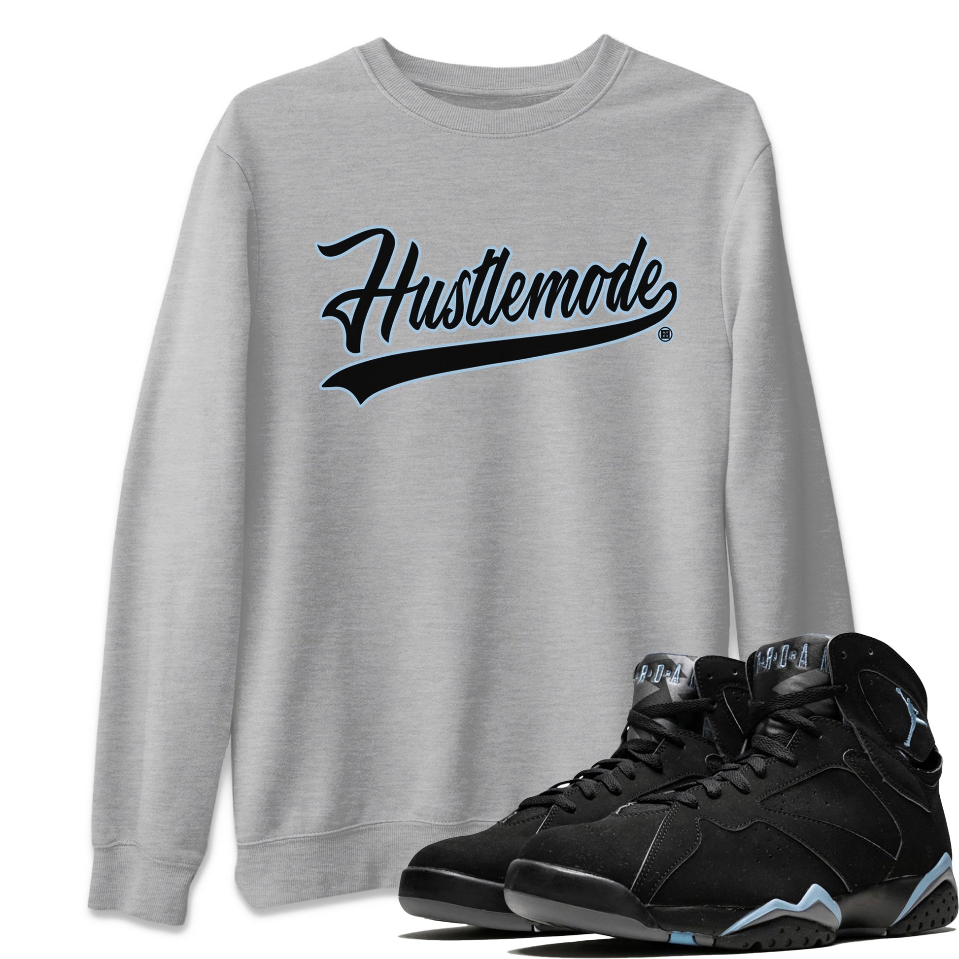 Jordan 7 Chambray T-Shirt Hustle Mode Sneaker Tees Air Jordan 7 Chambray Sneaker Release Tees Unisex Shirts Heather Grey 1