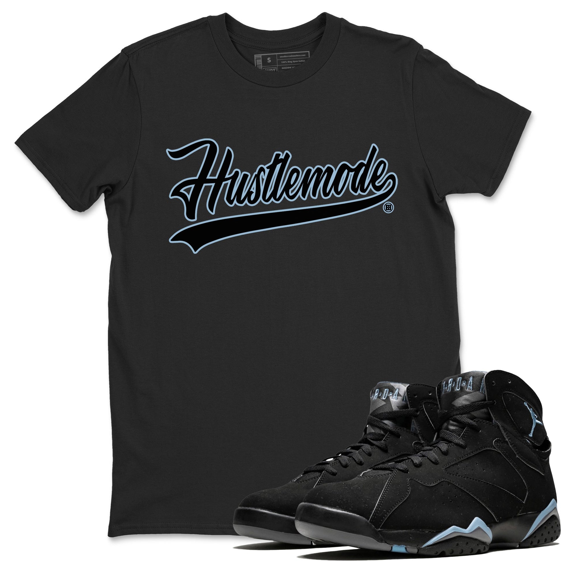 Jordan 7 Chambray T-Shirt Hustle Mode Sneaker Tees Air Jordan 7 Chambray Sneaker Release Tees Unisex Shirts Black 1
