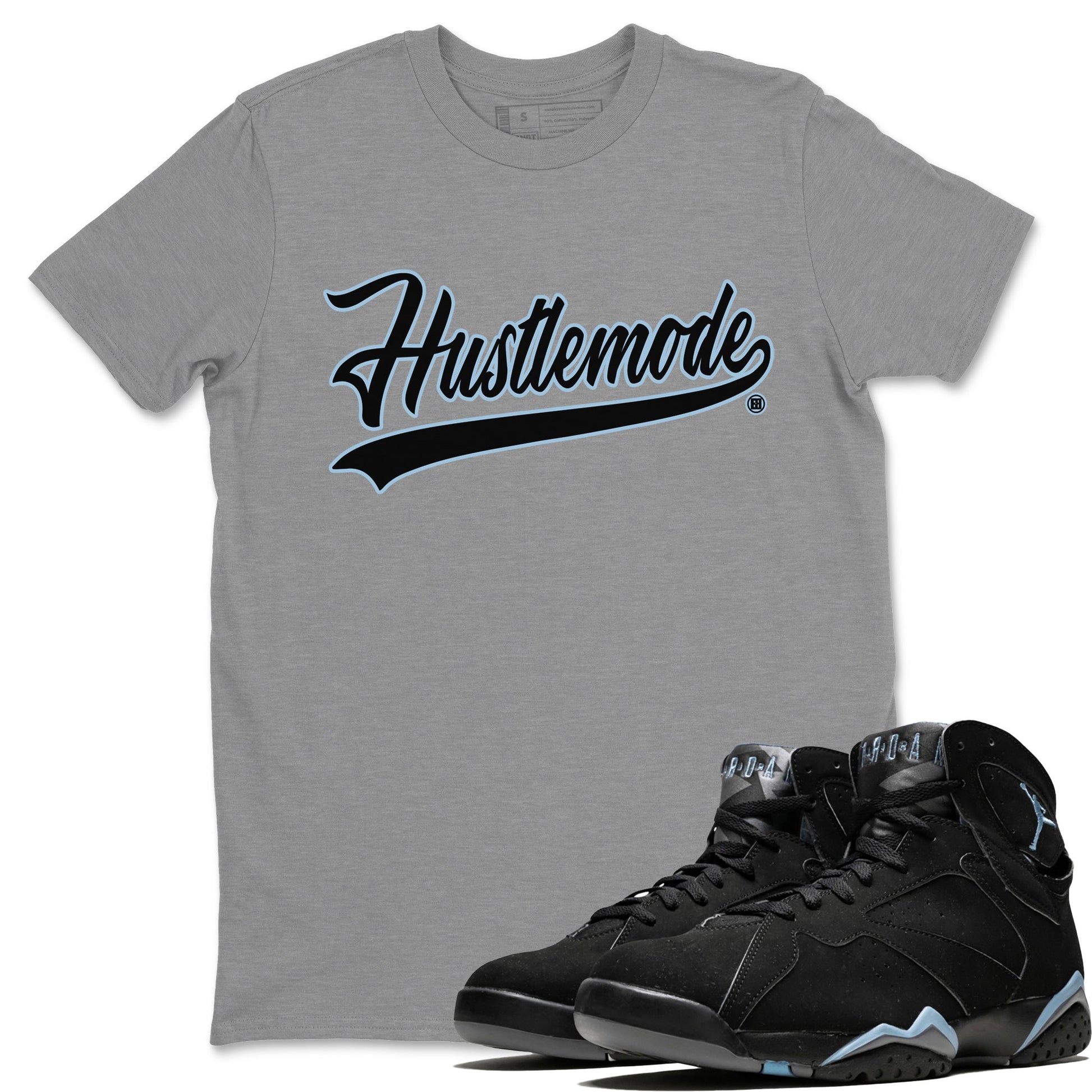 Jordan 7 Chambray T-Shirt Hustle Mode Sneaker Tees Air Jordan 7 Chambray Sneaker Release Tees Unisex Shirts Heather Grey 1