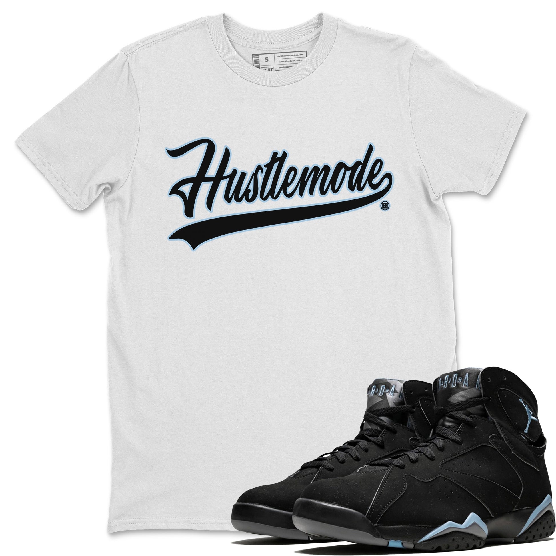 Jordan 7 Chambray T-Shirt Hustle Mode Sneaker Tees Air Jordan 7 Chambray Sneaker Release Tees Unisex Shirts White 1