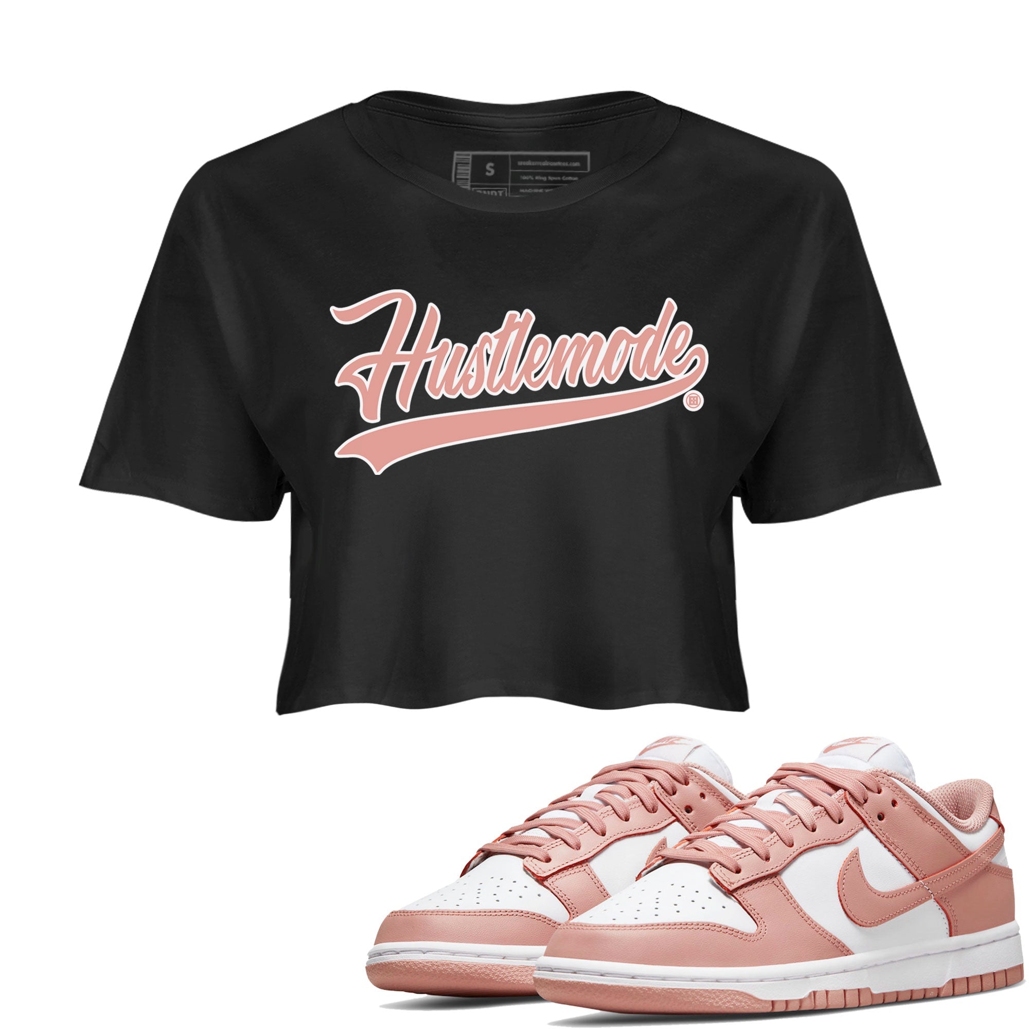 Dunk Low WMNS Rose Whisper shirt to match jordans Hustle Mode sneaker tees Dunk Rose Whisper SNRT Sneaker Release Tees Black 1 Crop T-Shirt