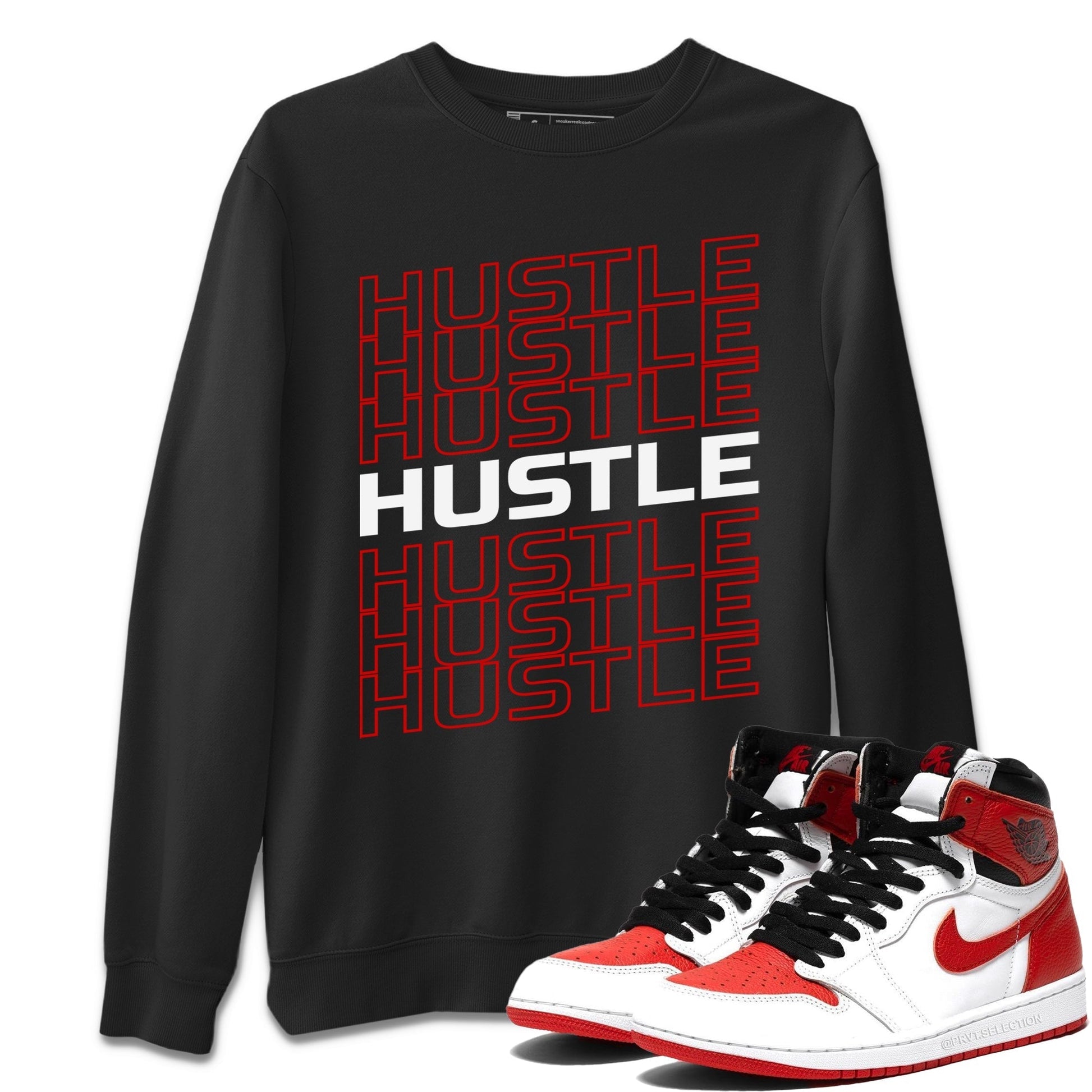 Jordan 1 Heritage Sneaker Match Tees Hustle Typo Sneaker Tees Jordan 1 Heritage Sneaker Release Tees Unisex Shirts