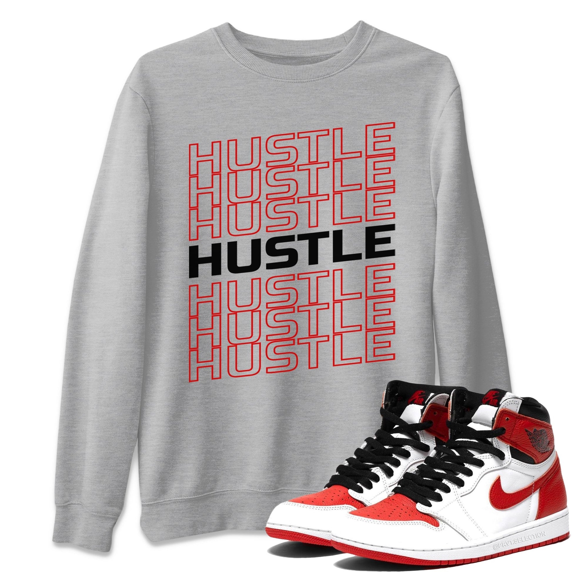 Jordan 1 Heritage Sneaker Match Tees Hustle Typo Sneaker Tees Jordan 1 Heritage Sneaker Release Tees Unisex Shirts