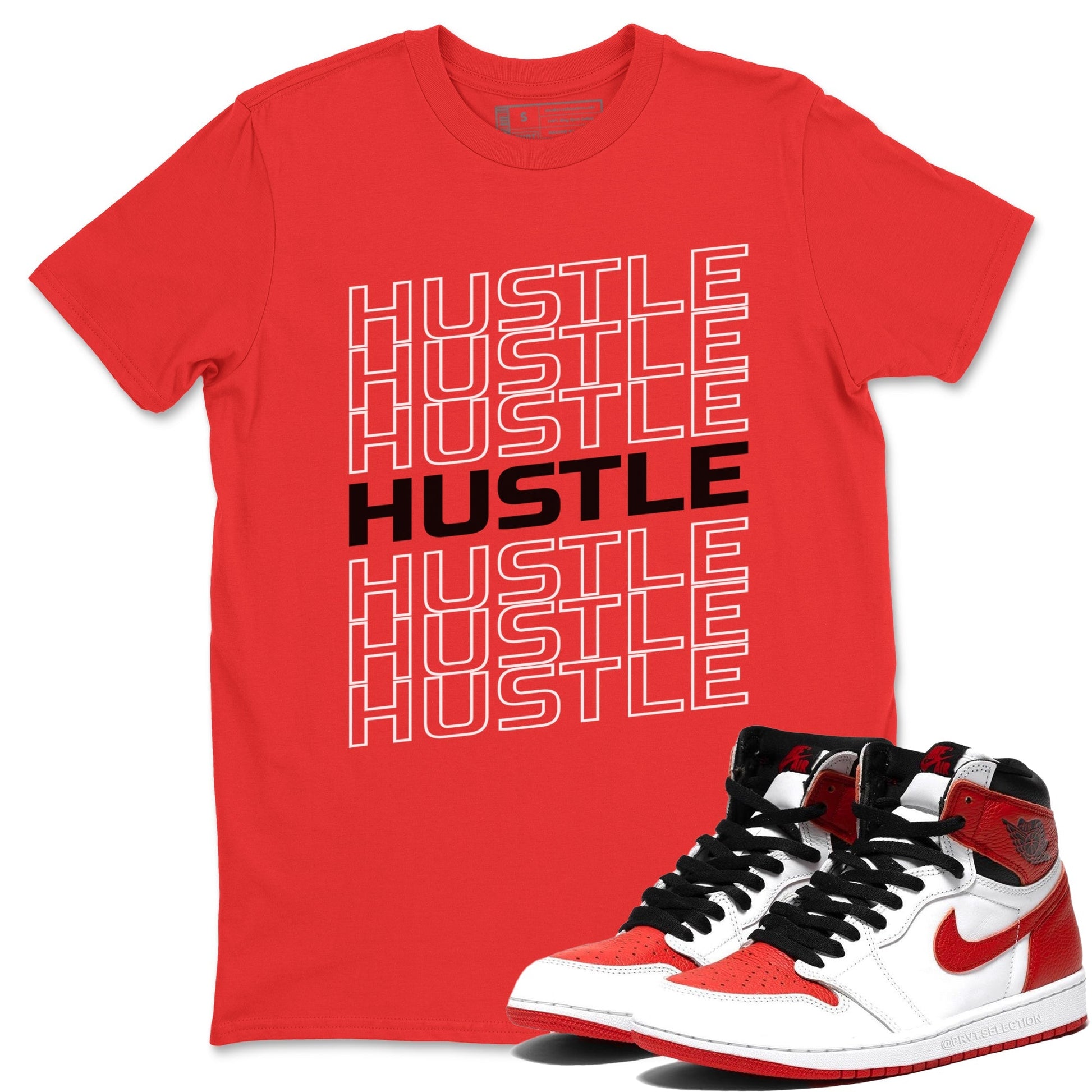 Jordan 1 Heritage Sneaker Match Tees Hustle Typo Sneaker Tees Jordan 1 Heritage Sneaker Release Tees Unisex Shirts